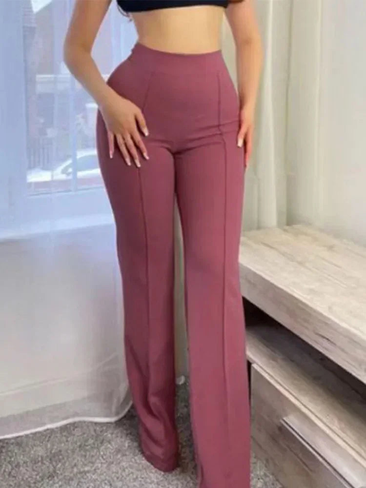 5 Colors Stylish Flare Pants Women Solid Long Drop Trousers Office