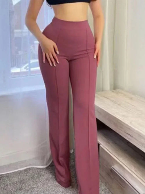 5 Colors Stylish Flare Pants Women Solid Long Drop Trousers Office