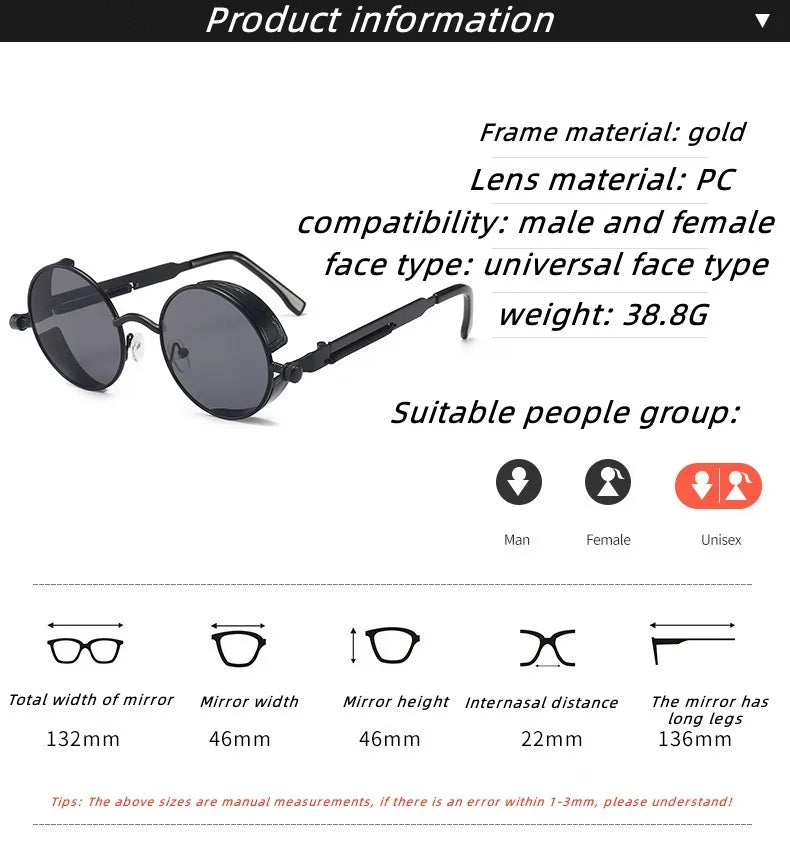 Steampunk Glasses New Fashion Round Sunglasses Europe And The United