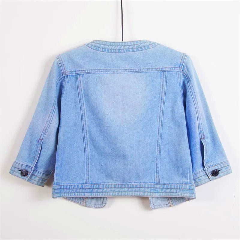 S-5XL Women Denim Jackets Spring Three-Quarter Sleeve O-Neck