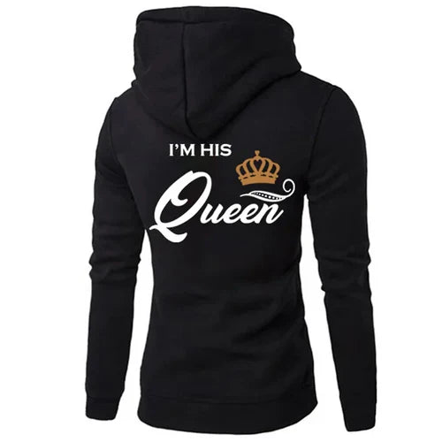Printing Her King or His Queen Lover Hoodies Harajuku Fashion Casual