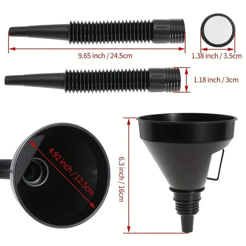 1 Pc Multi Functional Flexible Automotive Fuel Funnel: Spill-Proof