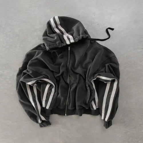 Y2k Vintage Fashion Wash Zip Up Hoodies Men Women Street Harajuku Hip