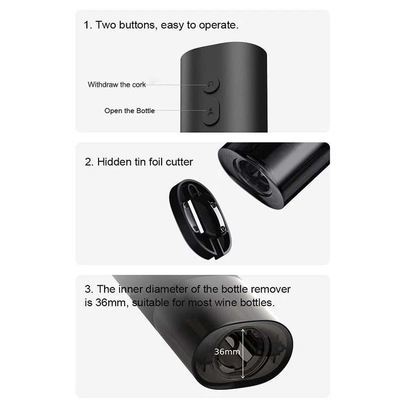 New Xiaomi Mijia Electric Wine Opener Battery Automatic Bottle Cap