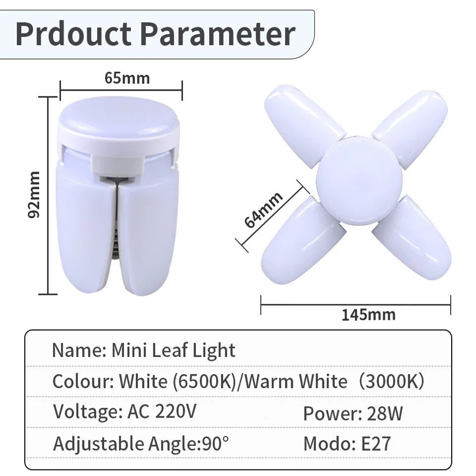 28W Fan Shape LED Bulb E27 LED Lamp Foldable AC220V Light Bulbs For