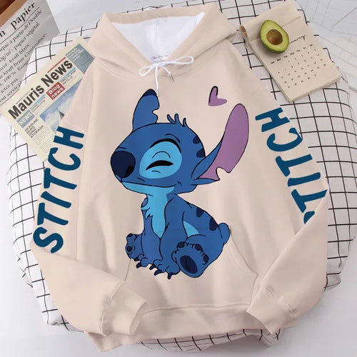 Disney Hoodie Fashion Stitch Angel Monster Letter Cartoon Sweatshirt