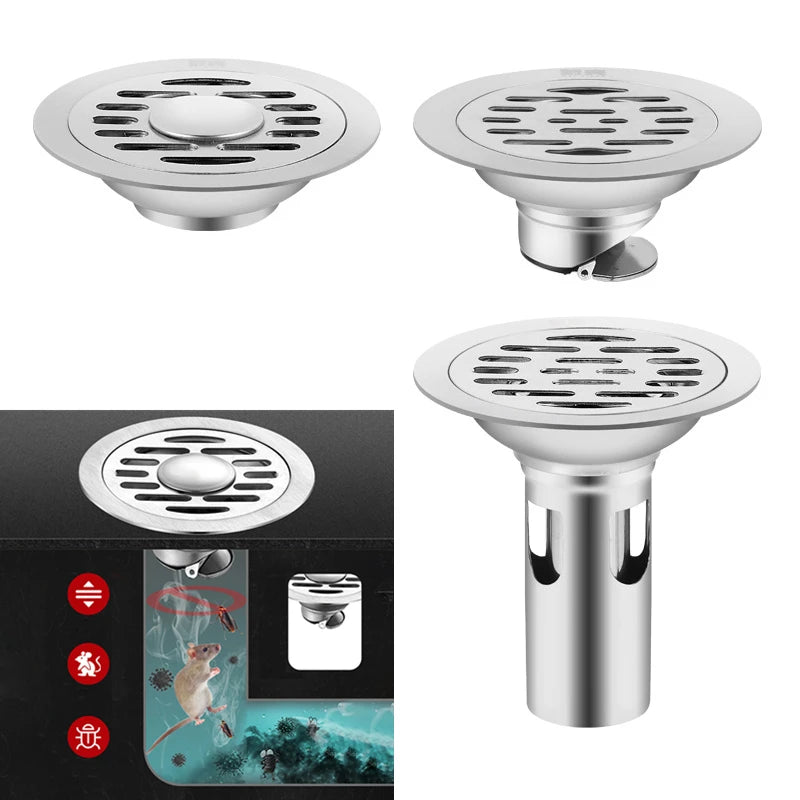304 Stainless steel Floor Drains Anti-odor Drainer Shower Strainer
