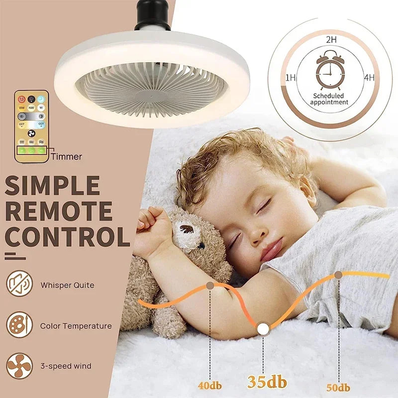 Smart 3-in-1 Ceiling Fan with Remote Control Lighting Lamp E27