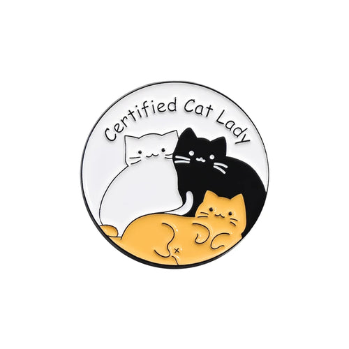 Certified Cat Lady Enamel Pins Cats Anti Depression Brooches Lapel