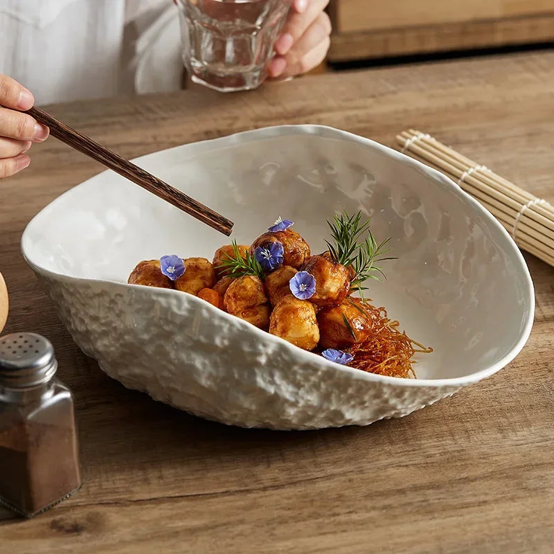 Creative White Plate Ceramic Tableware Restaurant Pasta Plate
