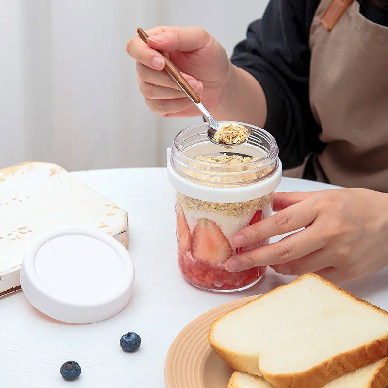 1pcs Overnight Oats Container Milk Fruit Salad Food Storage Glass Jars