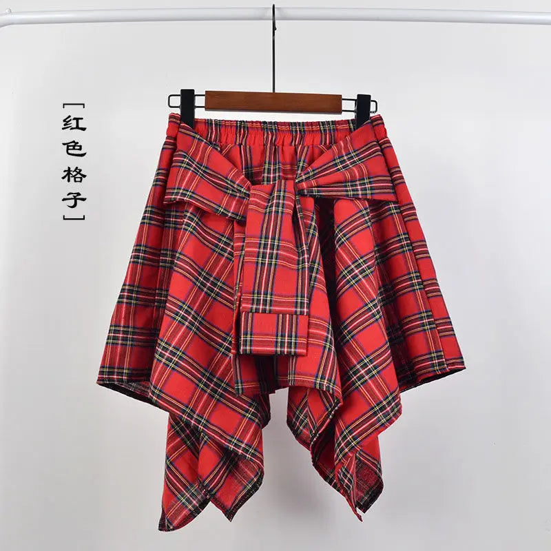 Summer Casual Retro Irregular Women Skirt Bow-knot Elastic Waist Shirt