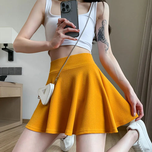 Summer Women's Skirts Fashion Sexy Mini Elastic Pleated Sun Skirts For