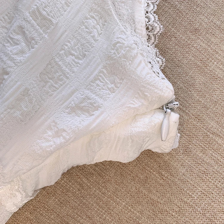 Balletcore Ruffled Mini Skirt with Lace Trim Low Rise Tiered White