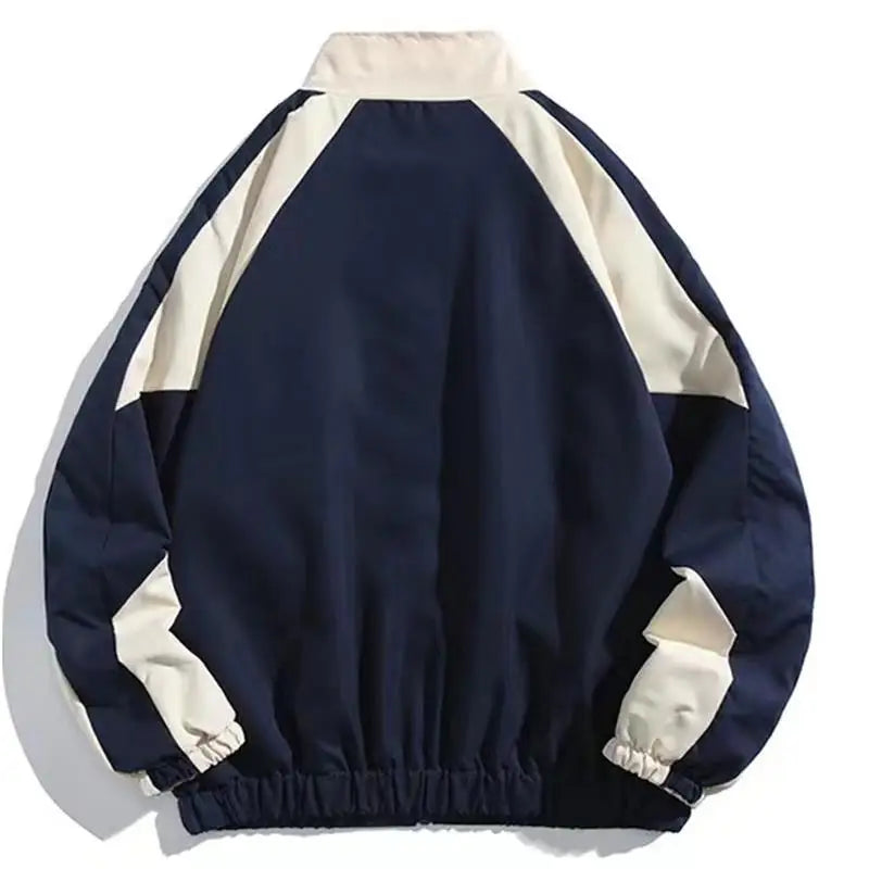 Hip Hop Varsity Jacket Men High Street Patchwork Color Black
