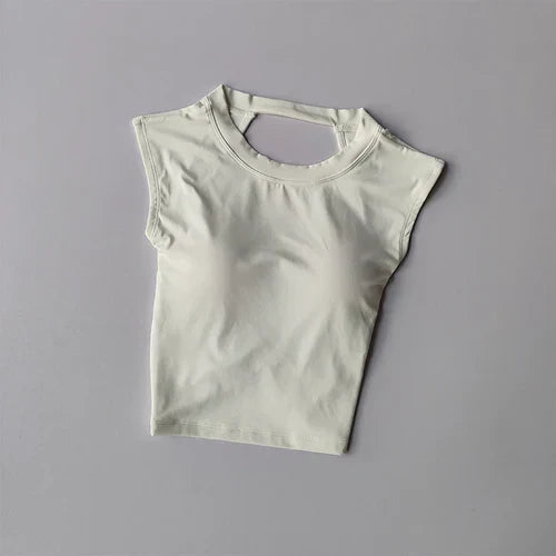 Sexy Short Backless Fixed Chest Pad Sports T-shirt Vest Women's Tight