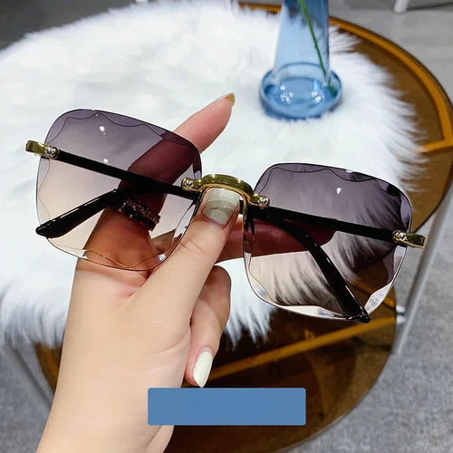 Square Rimless Fashion Sunglasses for Women Men Summer Gradient Sun