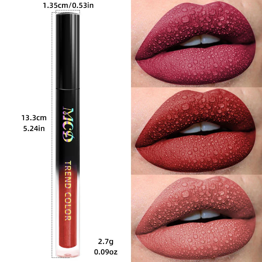 19 colors Matte Velvet Lip Gloss Waterproof Liquid Lipstick Nude Black