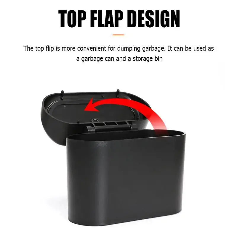 Car Bin Hanging Vehicle Garbage Dust Case Storage Box Black Square