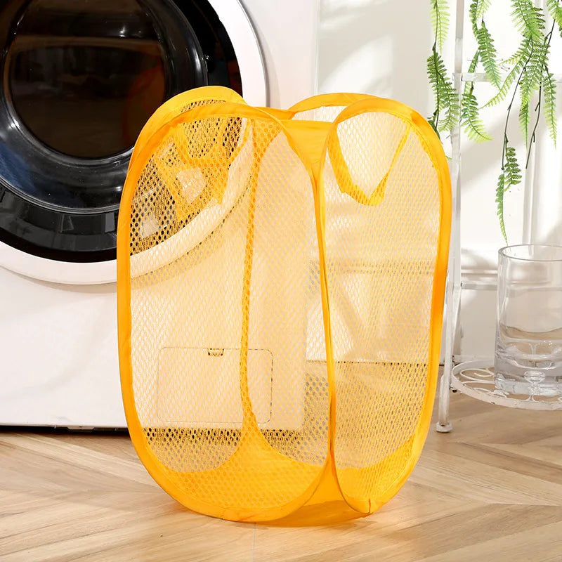 Mesh Foldable Dirty Clothes Basket, Monochrome Minimalist Dirty