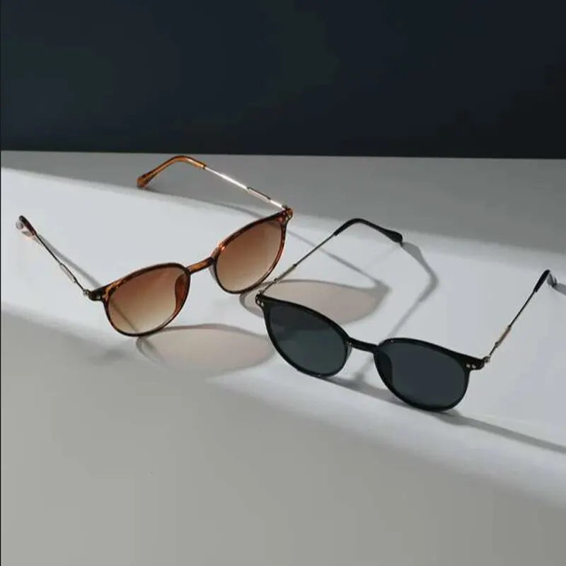 2 Pairs Per Set Small Round Sunglasses Women Cute Skinny Cat Eye