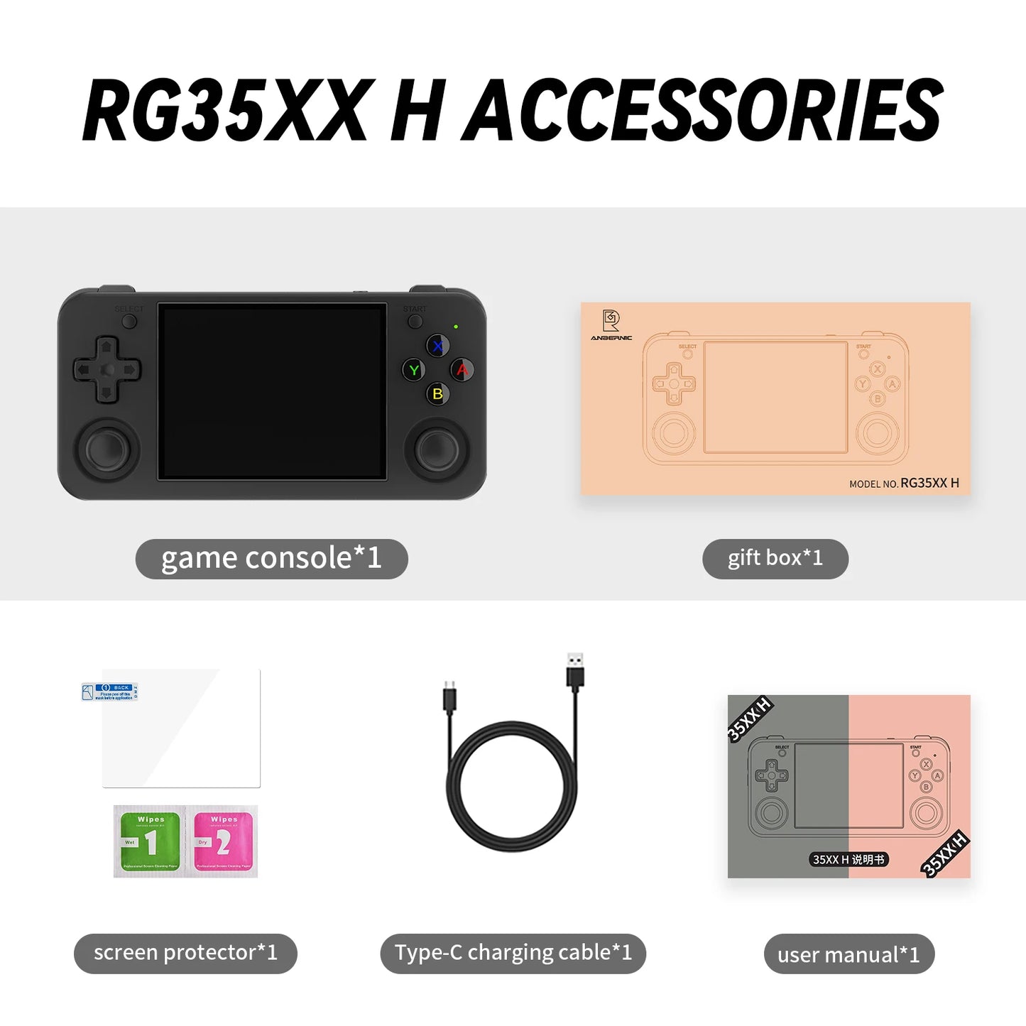 ANBERNIC RG35XX H Handheld Game Console Linux 3.5 inch IPS Screen H700