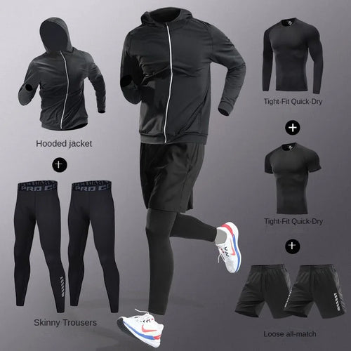 Men's Ice Fiber Quick-Dry Running & Fitness Full Set/Suit Tracksuit
