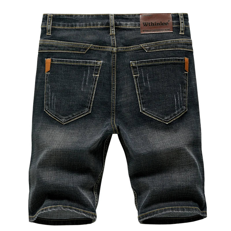 Summer Shorts Jeans Men Denim Pants Stretch Dark Blue Fashion Design