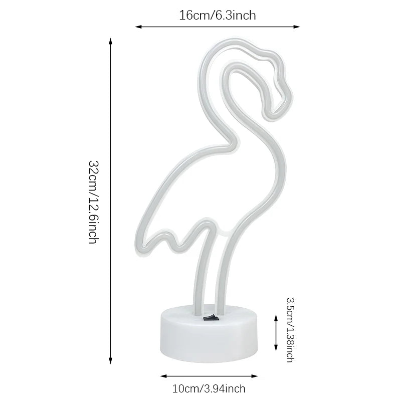 Flamingo Neon Signs Light LED Pink Wall Lamp Room Decor Battery/USB