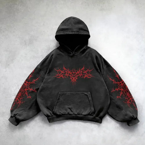 Y2k Vintage Fashion Print Zip Up Hoodies New Harajuku Hip Hop Long