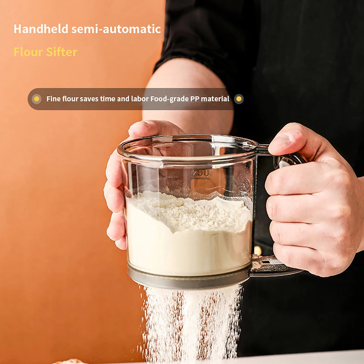 Kitchen baking, cake flour sieve, 40 mesh semi-automatic filter sieve,