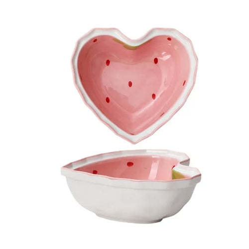 Strawberry Ramen Bowls and Spoons Creative Ceramics Anti-scald Instant