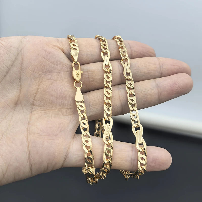 Italian Curb Link Chain Statement Necklace For Women Men 8-shaped