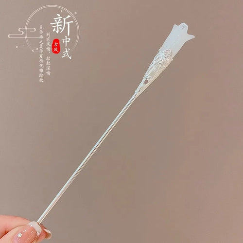 Elegant Chinese Style Hair Accessory Romantic Enameled Flower Tassel