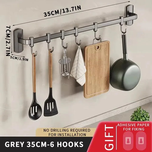 Wall Mounted Hooks Rack Kitchen Organizer Utensils Knife Holder