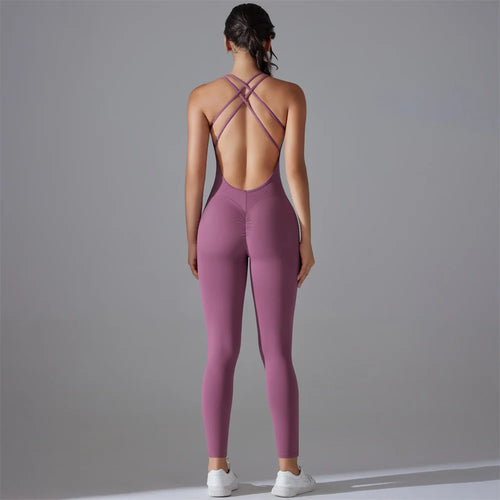 Plus Size S-XL Back V Bodysuits Sports Women Gym Rompers Yoga Set