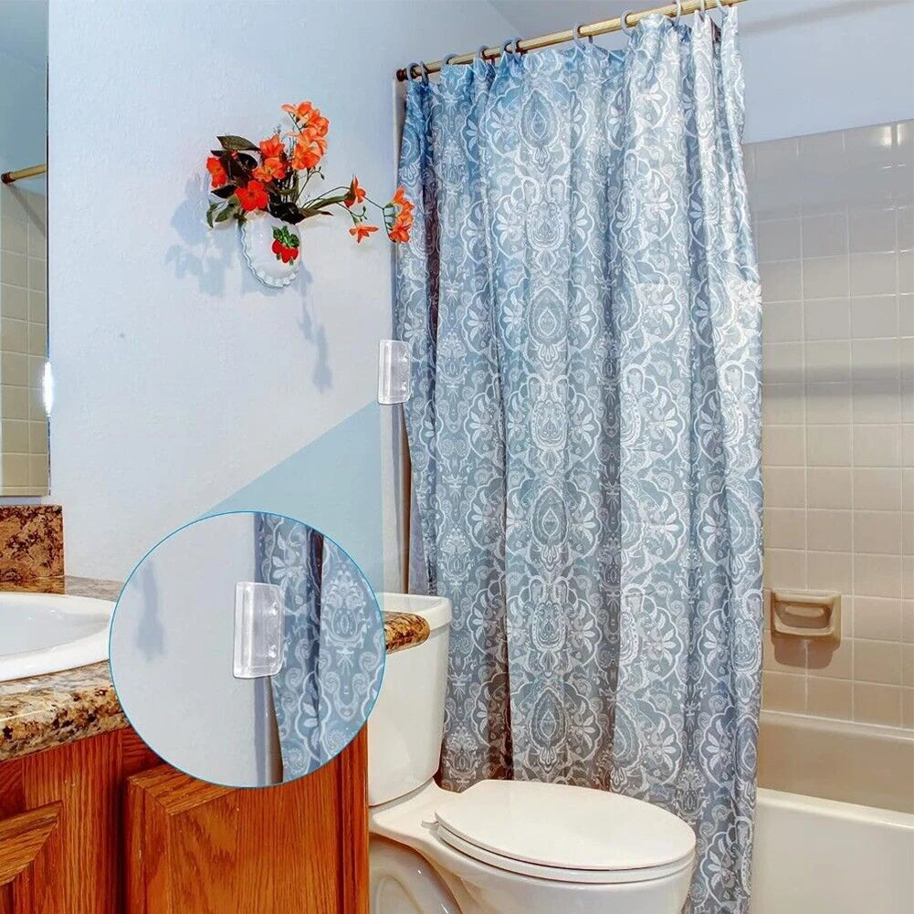 4Pcs Shower Curtain Clips Windproof Self-adhesive Shower Curtain Clips