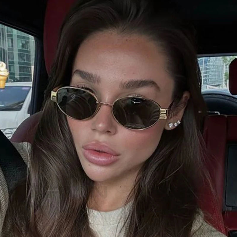 Fashion Oval Sunglasses Women Retro Trend Outdoor Metal Sun Glasses