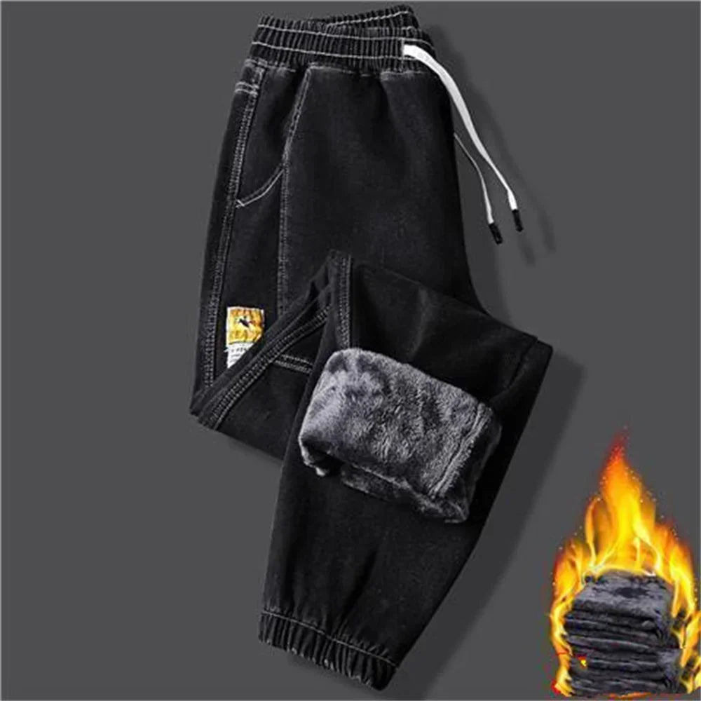 New Men's jeans Winter Fleece Jeans Thick Warm Denim Pants Men
