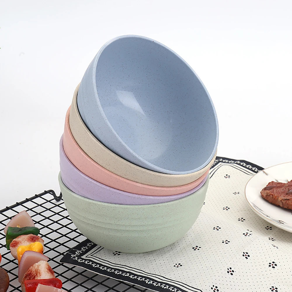 3PCS Nordic Colored Wheat Straw Bowls Circular Shatter Resistant