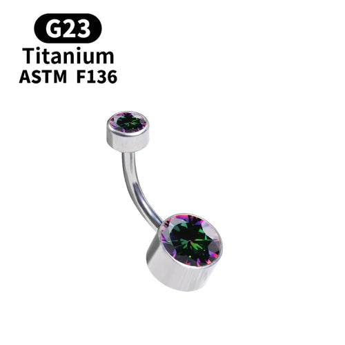 G23 Titanium Premium Gem Stone Belly Button Rings Body Piercing