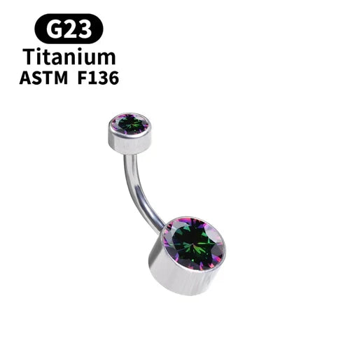 G23 Titanium Premium Gem Stone Belly Button Rings Body Piercing