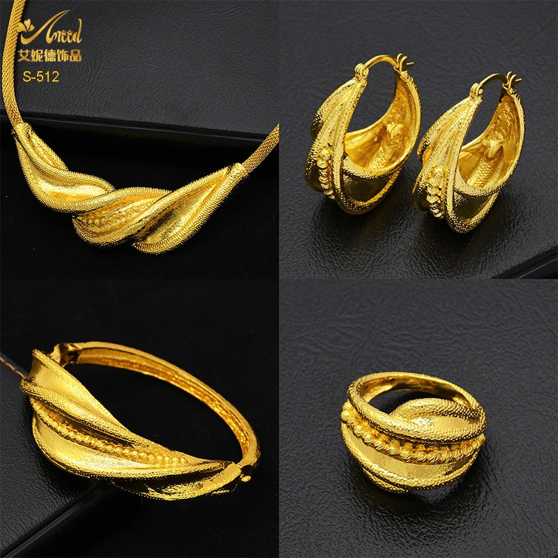 ANIID Dubai 24k Gold Plated Jewelry Set For Women Bridal Ethiopian