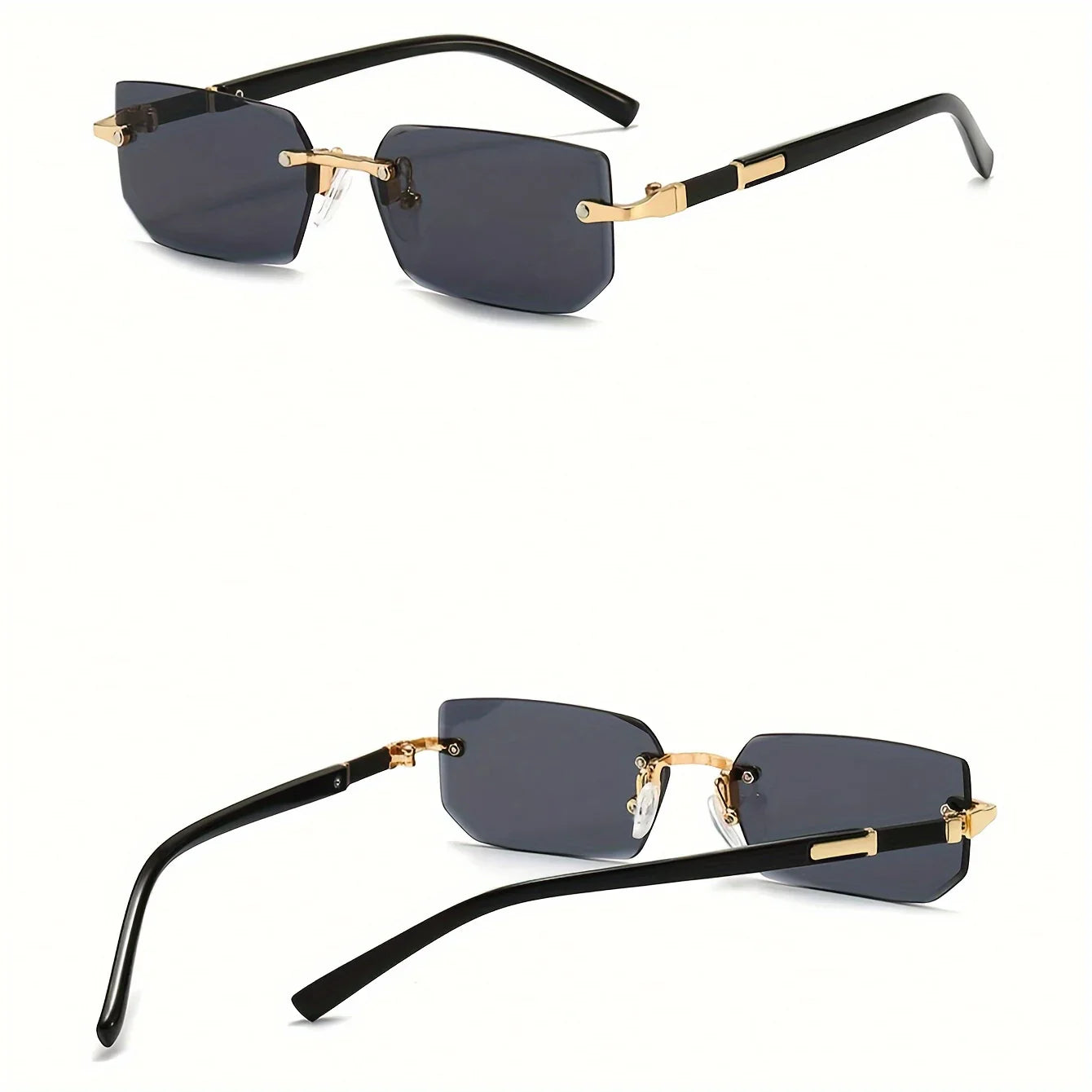 1pc Rimless Sunglasses Rectangle Women Men Shades Small Square Sun