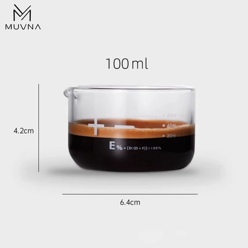 MUVNA Espresso Coffee Measuring Cups Clear Glass 100ml With Scale Home