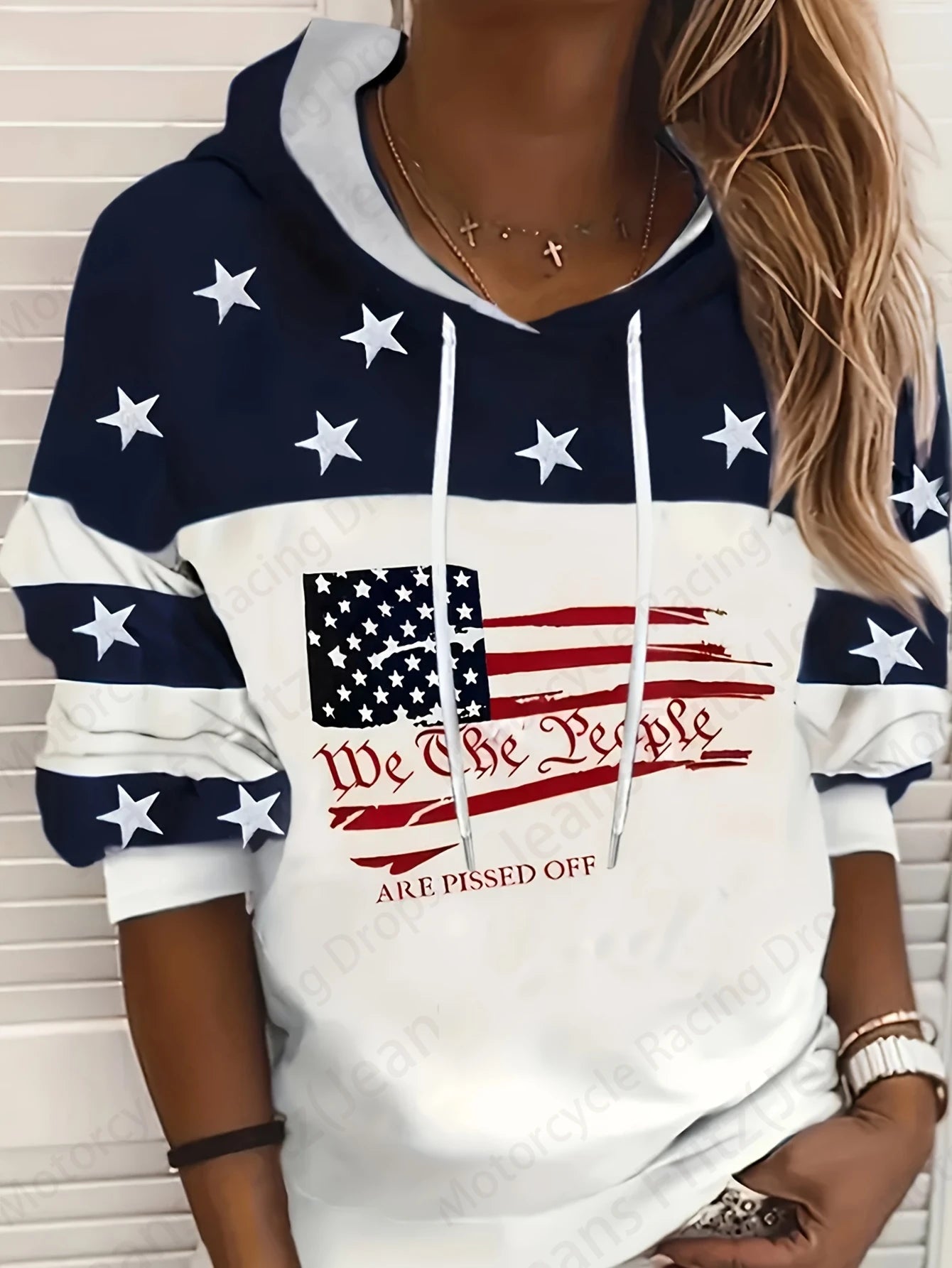 American Flag & Blessed 3d Print Hoodie Women Fashion Oversized