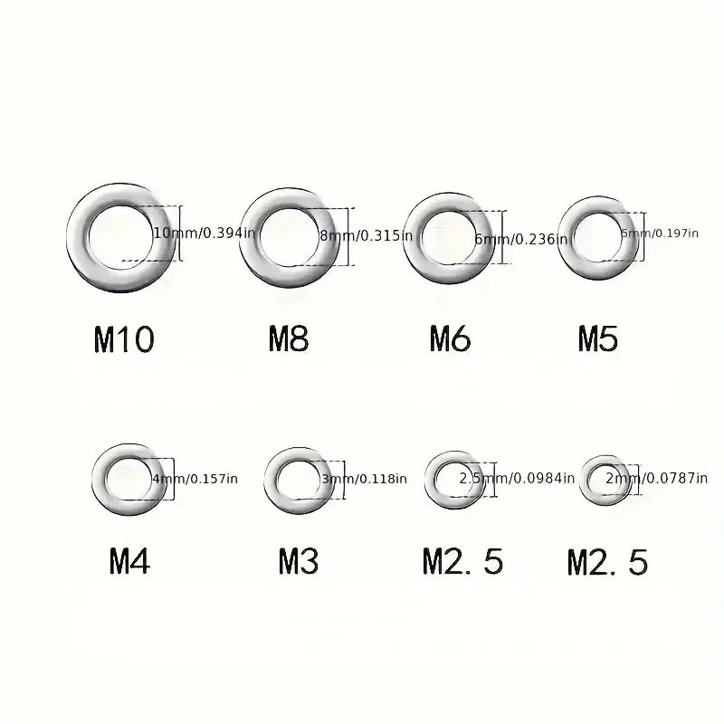 360pcs 304 Stainless Steel Flat Washers Set, Perfect For Home Decor,