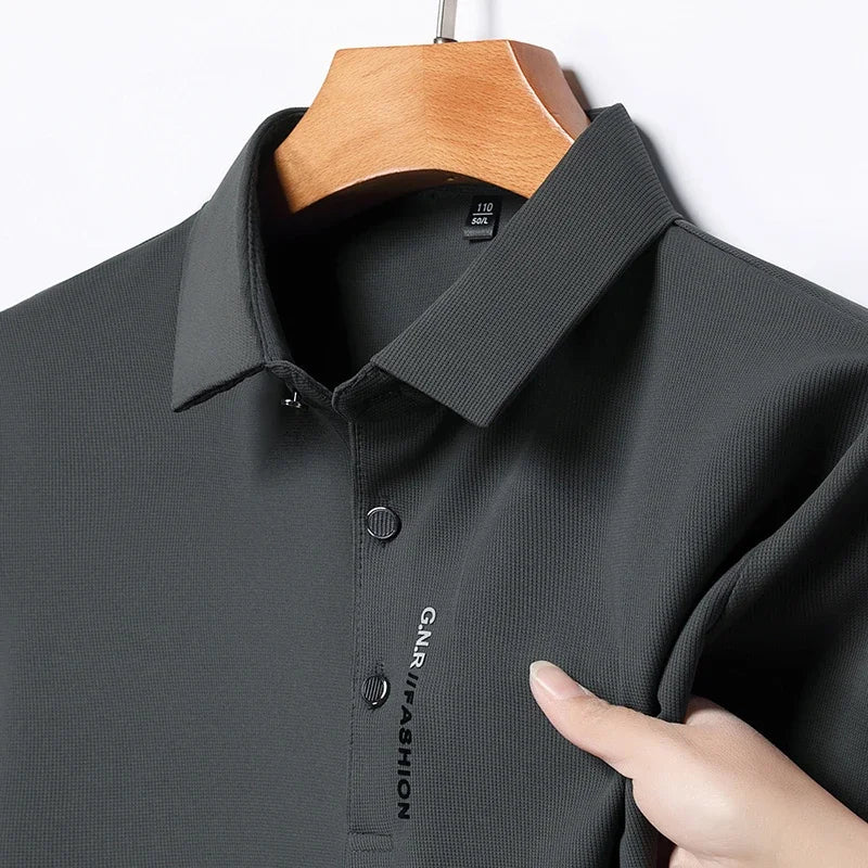 New Men's Short Sleeved Solid Color POLO Shirt Breathable and