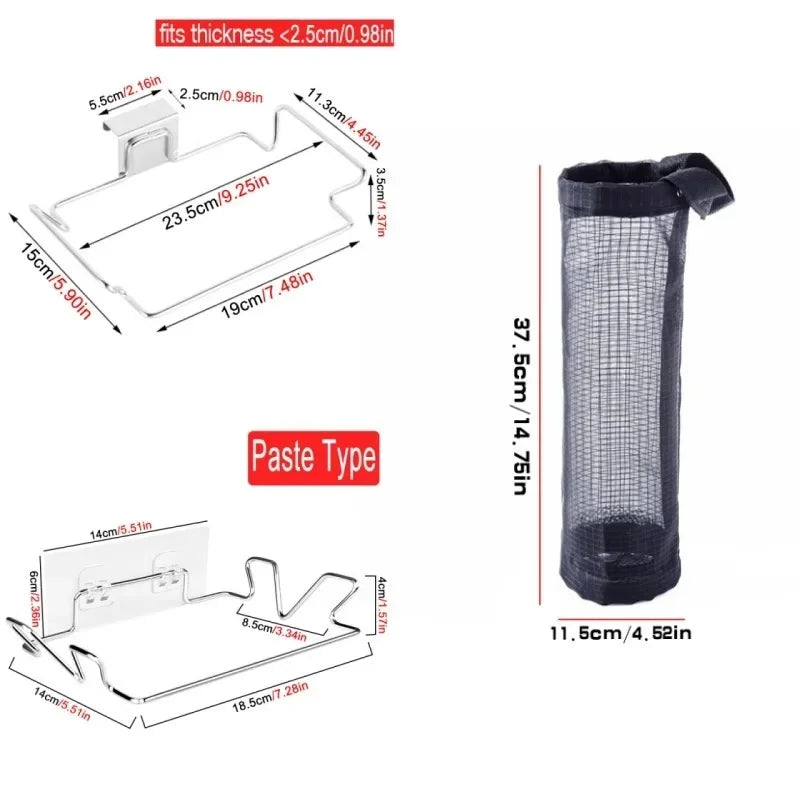 Stainless Steel Trash Bag Holder Garbage Storage Holder Kitchen Trash