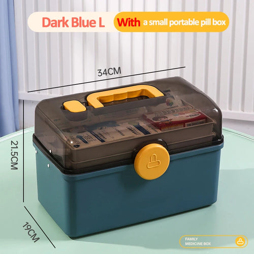 3 Layers Large Capacity Family Medicine Organizer Storage Box Portable